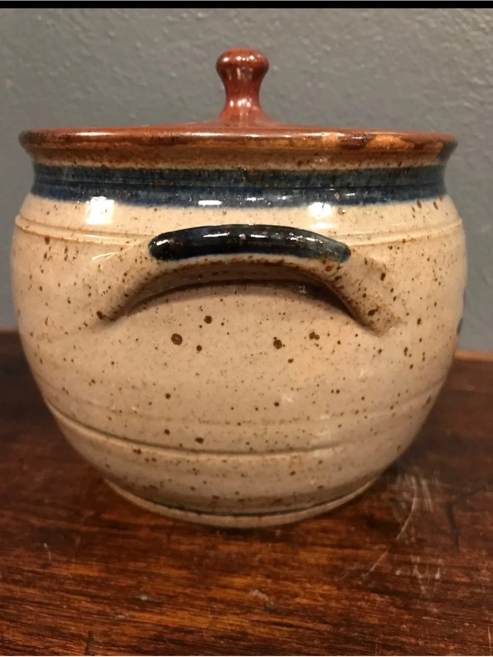 Harvey Pottery Stoneware Heart Motif Bean Pot Crock Signed 2/95 (1995)